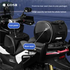 Tas berkendara uniseks 30L Suede multifungsi bercahaya keren gaya baru untuk sepeda motor bingkai depan belakang balok bengkok - Product Image 4