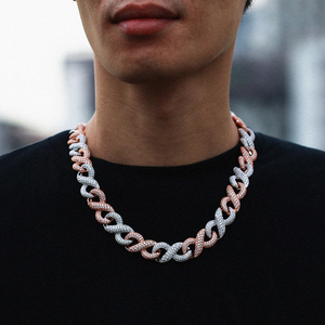 สร้อยคอแบบ Cuban Link ชุบทอง <span class=keywords><strong>2</strong></span> สี ขนาด 16 มม. ประดับเพชรเทียม สำหรับผู้ชาย แบรนด์ Xs <span class=keywords><strong>Rapper</strong></span> Boy's Hop Jewelry - Product Image 5