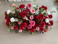 H475 Burgunderrote Handgefertigte Hochzeitsblumen-Arrangement Künstlicher Calla-Lilien-Strauß Rose Hortensie 60cm Blumenball Tischdekoration
