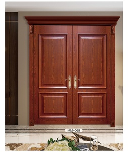 Porte d'Ingresso Doppie in Legno Massello di Alta Qualità per Ville Contemporanee, Porte Antieffrazione <span class=keywords><strong>con</strong></span> <span class=keywords><strong>Vetro</strong></span> per Esterni - Product Image 3