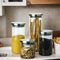 Bocaux à condiments en verre avec couvercle en acier inoxydable, récipients à épices, pots à assaisonnements, bouteilles de rangement, pots à miel multifonctionnels