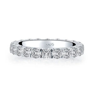 Anillo de Eternidad de Diamantes Naturales de Corte Redondo con Brillo de Lujo en Plata de Ley para Unisex, Joyería para Bodas, Aniversarios y Fiestas - Product Image 1