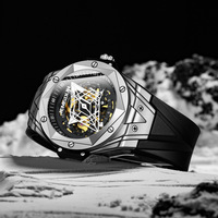 Reloj Mecánico Automático para Hombre, a la Moda, con Caja de Aleación, Esfera con Indicadores, Cierre Oculto, Correa de Silicona, Resistente al Agua 30M, Estilo Hip Hop