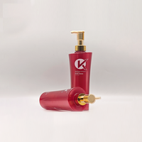 Emballage de produits de beauté en PET rond rouge de luxe de 500 ml, imprimé sur mesure, pour masques capillaires, shampooings et lotions - Flacon pompe
