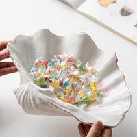 Modern wit gouden rand keramiek schaalvormig ornament bord creatief schaalvormig fruitbord vis dessert schaal bord