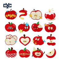 Adorable Patch Brodé en Forme de Cœur de Pomme, Motif Unique de Peau de Pomme Bouclée, Applique Thermocollante Brodée en Forme de Fruit