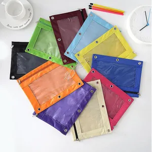 Oxford PVC trong suốt tài liệu túi B5 không khí chất kết dính tập tin văn phòng phẩm lưu trữ Pouch ba lỗ công suất lớn dây kéo bút trường hợp