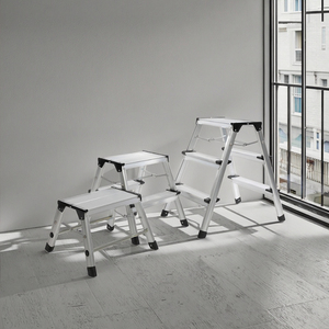 Sgabello a 3 gradini in alluminio con superficie antiscivolo, scala pieghevole leggera per <span class=keywords><strong>cucina</strong></span>, bagno, uso domestico, carico massimo 150 kg - Product Image 6