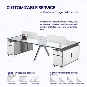 Elegante <span class=keywords><strong>Escritorio</strong></span> de Vidrio <span class=keywords><strong>Blanco</strong></span> con Patas Metálicas en Forma de A, Dos <span class=keywords><strong>Cajones</strong></span> de Almacenamiento y Estante Abierto - Product Image 3