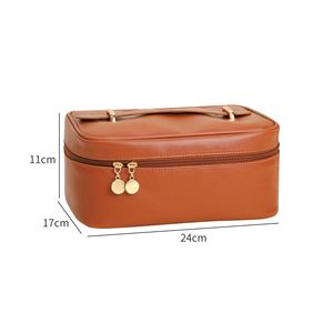 Nouvelle trousse de toilette de voyage, grande capacité, trousse à cosmétiques en cuir PU, portable, multifonctionnelle, avec poignée - Product Image 2