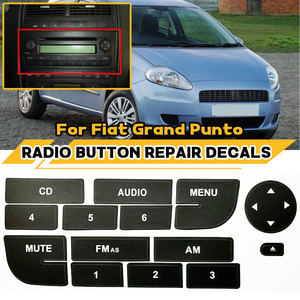 Pegatina de reparación de coches para Fiat Grand Punto, botón CD, instalación con ventosa de PVC negra - Product Image 4