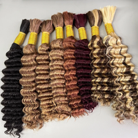Vague profonde Remy cheveux humains en soie brésilienne cheveux en vrac pour le tressage Extensions de cheveux de vague naturelle pas de trame Crochet tresses #27 # bug #4