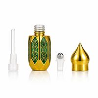 Flacons de parfum en verre de 3 ml, 6 ml, 12 ml, hauts, octogonaux, à facettes dorées, avec rouleau applicateur, rechargeables, pour dabbing, livraison gratuite