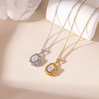 Collier pendentif goutte de larme en CZ flottant, en acier inoxydable 316L, plaqué or et argent PVD, inaltérable, bijoux artisanaux pour femmes, OEM
