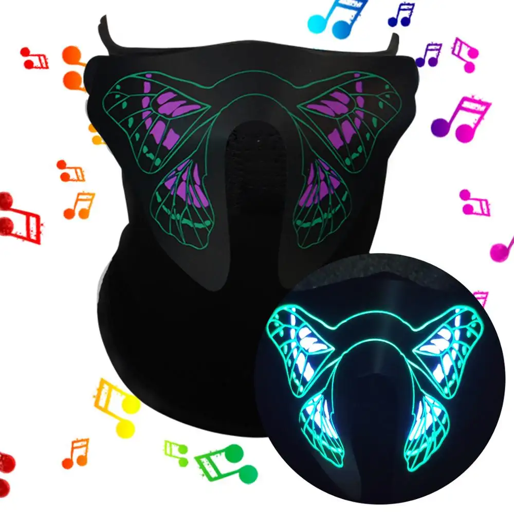 Hot sale fashion custom multi color cosplay sound activated led light up party Halloween mask for festival