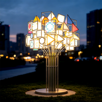 Lampada LED Pixel Cube Art Tree di Lianqiu, Illuminazione Paesaggistica con Telaio in Acciaio Inox 304, IP65 Impermeabile, Scultura da Esterno RGB Ra80 con Telecomando