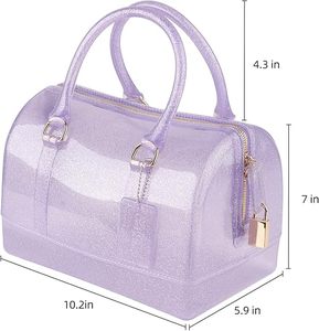 Sac à main d'é<span class=keywords><strong>t</strong></span>é <span class=keywords><strong>en</strong></span> PVC transparent pour femme, sac à bandoulière structuré avec poignée coussinée, couleur bonbon et paillettes - Product Image 6