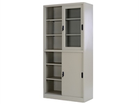 Meubles de bureau, rangement de documents en métal, armoire de classement, option supérieure, 2 portes coulissantes en verre, classeurs en acier