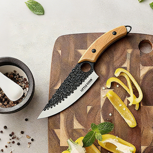 Affettatrice per carne Little Cook ultra affilata, manico in legno confortevole in acciaio inossidabile 5Cr con fodero per cucinare, tagliare carne e verdure - Product Image 6