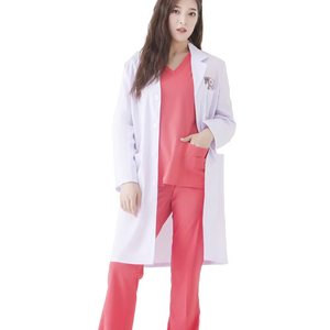 Uniforme médico profesional, tela de LICRA de algodón de alta calidad, diseño informal, bata de laboratorio blanca para hombres y mujeres, modelo OEM - Product Image 1
