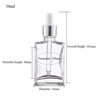 Flacon compte-gouttes en verre givré carré et rectangulaire plat réutilisable de 30 ml, 50 ml, 100 ml avec boîtes en papier pour huile capillaire et sérum