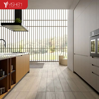 Ensemble de meubles de cuisine modulaires gris modernes de haute qualité, écologiques, avec tiroirs de rangement, en panneaux mélaminés, robinet et îlot de cuisine