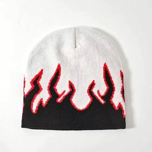 Bonnet en polyester tricoté résistant aux flammes pour homme, style streetwear, pull chaud d'extérieur, jacquard, design créatif résistant au froid - Product Image 1