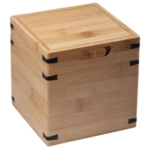 Burnt brown wooden tissue box with hinged lid for living and dining room