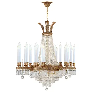 European Royal Luxury Style Brass Material Large Crystal Chandelier Lighting Fixture