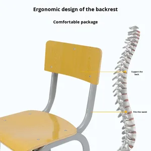 Mesa y silla de aula de primaria de madera, muebles escolares, asientos dobles ajustables en altura, juego de escritorio y silla para estudiantes para la escuela - Product Image 4