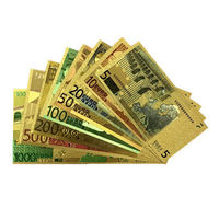 Nouvelle Billet de Banque EURO d'EUROPE pour Collection Cadeau 5 10 20 50 100 200 500 1000 Billets de Banque Imperméables Plaqués Or Métal 3D