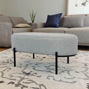 Banco Otomano Moderno Tapizado con Patas Metálicas, Banco <span class=keywords><strong>de</strong></span> Lino para <span class=keywords><strong>Pie</strong></span> <span class=keywords><strong>de</strong></span> <span class=keywords><strong>Cama</strong></span>, Recámara o Entrada - Product Image 5