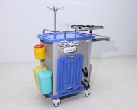 Chariot médical compact et moderne en ABS pour hôpital, avec armoires à médicaments empilables et pliables, et bac à déchets pliable pour clinique dentaire