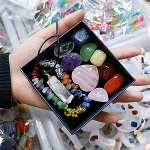 Piedras preciosas mezcladas de 7 Chakras, piedras de meditación curativas, juegos de cristal de Brasil, venta al por mayor