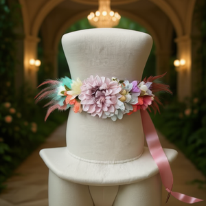 Ceinture à fleurs en ruban avec plumes des deux côtés, 4 cm, ceinture décorative en tissu pour femmes, accessoire pour robe de soirée - Product Image 2