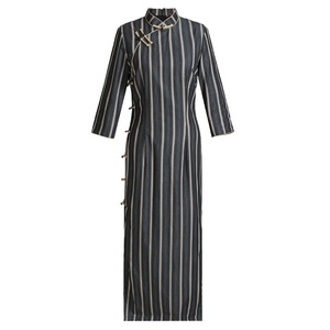 2023 Tang Zhi <span class=keywords><strong>Lian</strong></span> Retro negro Cheongsam vestido para mujer nuevo estilo chino manga larga versión de otoño ropa informal de mujer - Product Image 2