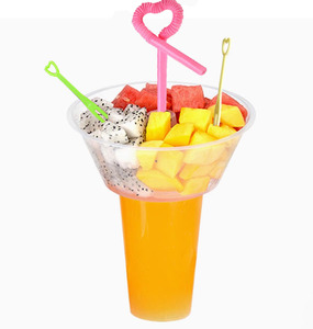 Ensemble <span class=keywords><strong>de</strong></span> 5 bols à fruits et à collations et 500 ml <span class=keywords><strong>de</strong></span> gobelets <span class=keywords><strong>en</strong></span> <span class=keywords><strong>plastique</strong></span>, bols à emporter, ensemble <span class=keywords><strong>de</strong></span> vaisselle portable avec couvercle, pailles et fourchettes - Product Image 4