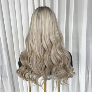 Perruques de cheveux humains européens de qualité supérieure, prêtes à être expédiées, avec balayage gris, perruques en dentelle complète HD, perruques médicales à nouer à la main, sans colle - Product Image 3