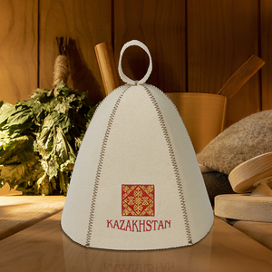 Chapeau de sauna en feutre recyclé écologique Cream Emblem, vente en gros, logo personnalisé, directement de l'usine, bonnet de bain vapeur et spa - Product Image 6