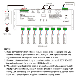 Jiuan mới <span class=keywords><strong>r24a</strong></span> Sản phẩm thanh KTV 24 kênh điện áp không đổi RGB DMX512 điều khiển rdm Bộ giải mã cho ánh sáng sân khấu - Product Image 4