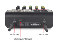Mezclador de Sonido EQ de 4 Canales para DJ, KTV y Karaoke con 2 Micrófonos UHF, 16 DSP, Mezclador con Alimentación Phantom de 48V