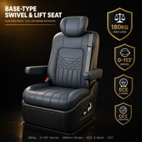 Asiento Giratorio y Elevador de Cuero PU para Autobús o Minibús Tengyun S5B, para Personas Mayores y con Discapacidad, Negro/Blanco