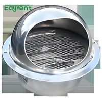 Grille d'aération murale ronde moderne en acier inoxydable avec écran intégré pour cuisine et salle de bain
