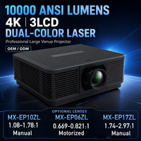Projecteur laser 3LCD 4K 10000 lumens ANSI avec correction géométrique et déplacement de l'objectif