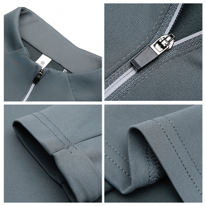 Jersey de lana con cremallera 1/4 informal de gran tamaño para hombre, manga larga, cuello con cremallera 1/4, logotipo personalizado, tela tejida de longitud corta impresa - Product Image 3