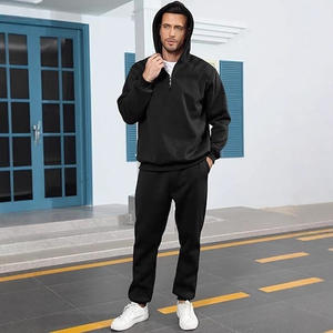 Setelan Olahraga 2 Potong untuk Pria: Hoodie Berlapis Fleece dengan Resleting 1/4 dan Celana Jogger dengan Manset Elastis untuk Gym, Lari, dan Latihan. - Product Image 6