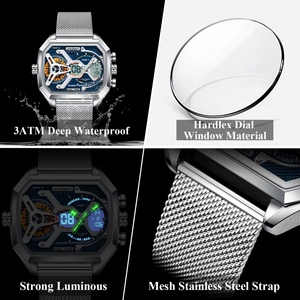 Montre pour homme en acier inoxydable, carrée, à mouvement automatique, avec miroir saphir, montres-bracelets pour homme - Product Image 3