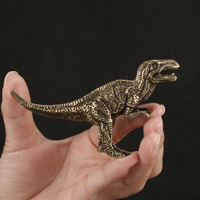 Métal artisanat simulation double couronne dragon ornements dinosaure bronze statue maison collection