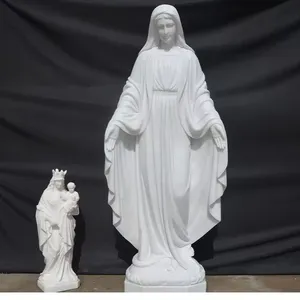Наружная каменная резьба сад Девы Марии и ребенка, статуя из белого мрамора