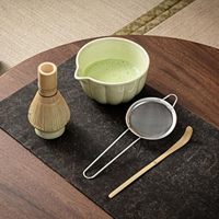 Ensemble bol et fouet à matcha avec porte-tamis en bambou Kit de 5 pièces pour débutants et amateurs de cérémonie du thé